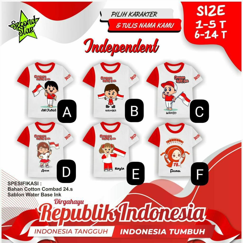 Kaos Kemerdekaan Boy and Girl Size Junior by Second Star
