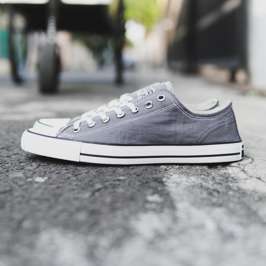 PROMO ! Sepatu Pria/Wanita Converse Allstar Pendek Abu Kasual Sneakers Bertali /Sekolah/Kuliah/Murah
