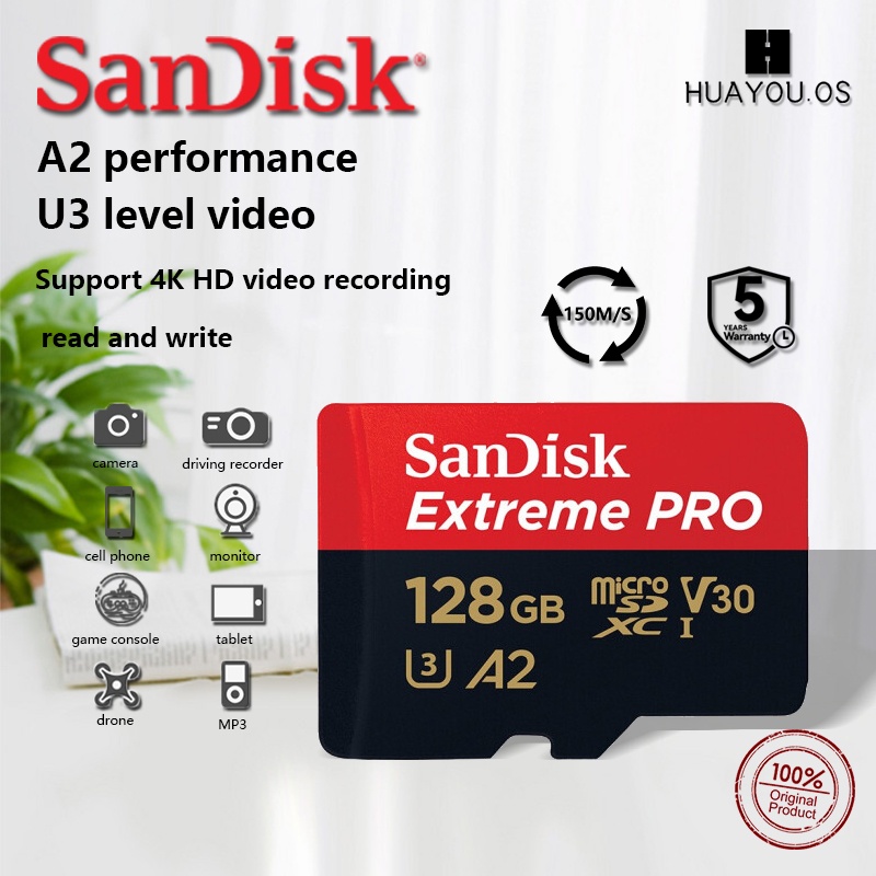 SanDisk Extreme Pro MicroSD Card 4K U3 V30 100MB/s 32GB 64GB 128GB 256GB 512GB  Official Store