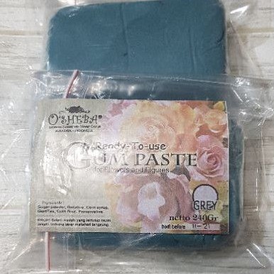 

[osheba] gumpaste bahan siap pakai 240gr warna grey / abu-abu