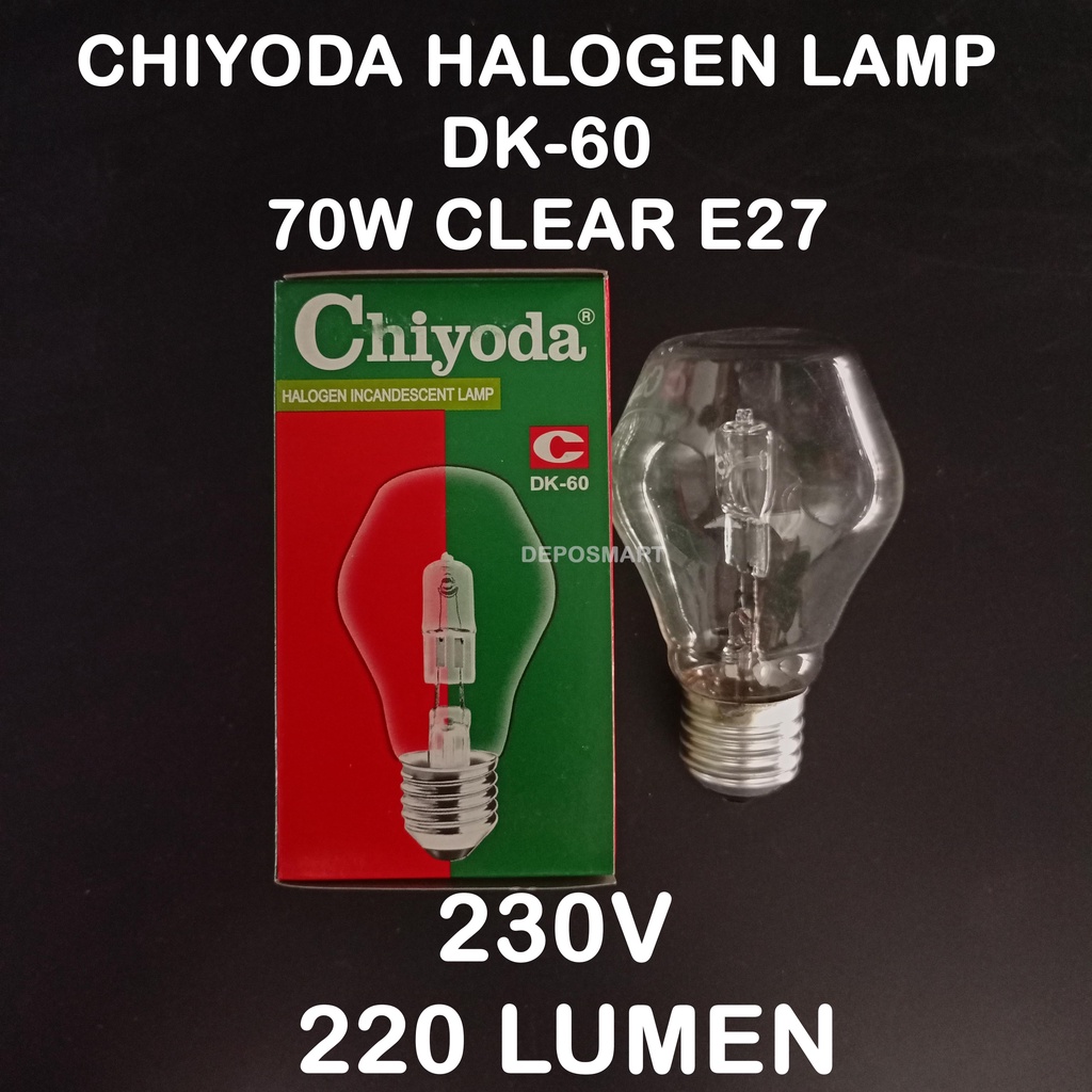 LAMPU HALOGEN CHIYODA DK60 70W 230V 1240 LUMEN CLEAR E27 - MURAH HEMAT