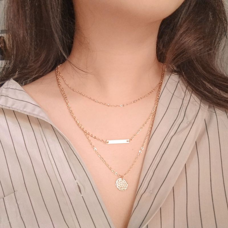 [R E A D Y] Kalung Wanita Aesthetic Multilayer Simple Ala Korea THIRD SET 1 COD