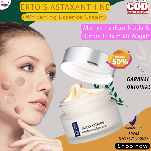 Cream krim pencerah pemutih wajah kusam penghilang flek hitam membandel Ertos Astaxanthine BPOM