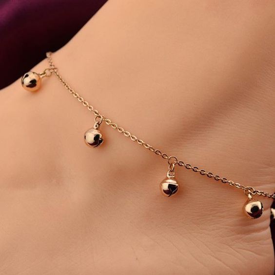 Gelang Kaki Titanium Lonceng / Gelang Kaki Bell Titanium Rose Gold / Gelang Kaki Gaya Korea