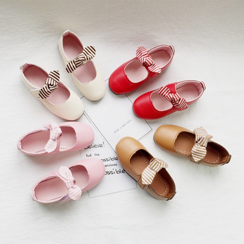  Sepatu  Princess Kulit  PU Casual Anak Perempuan  Aksen Pita 