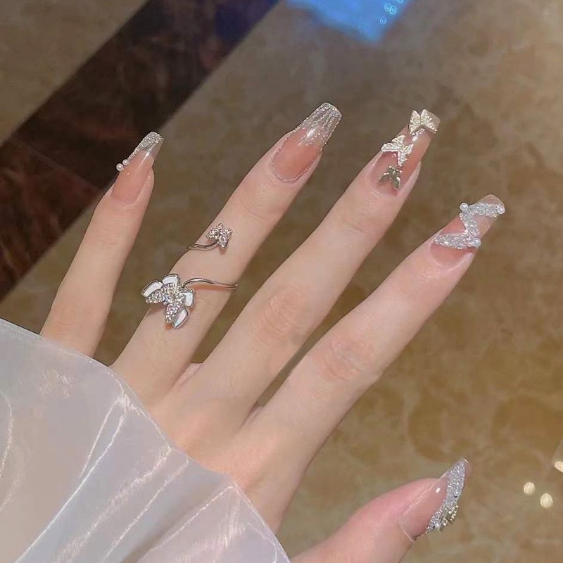 Kuku Palsu 【B9，lem cair】Nikah Wedding False Nailart Pengantin Tangan