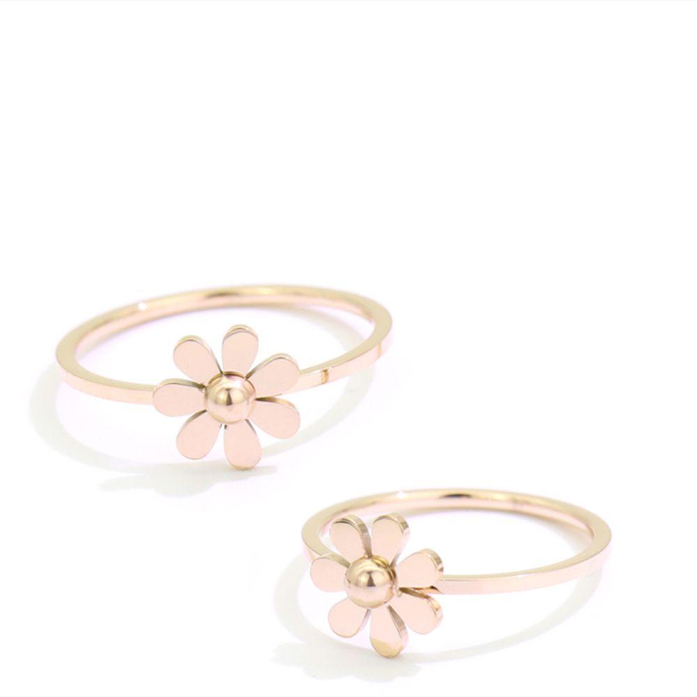 R-flower Cincin Titanium Pria Camelia Kawin Pasangan Rose Gold