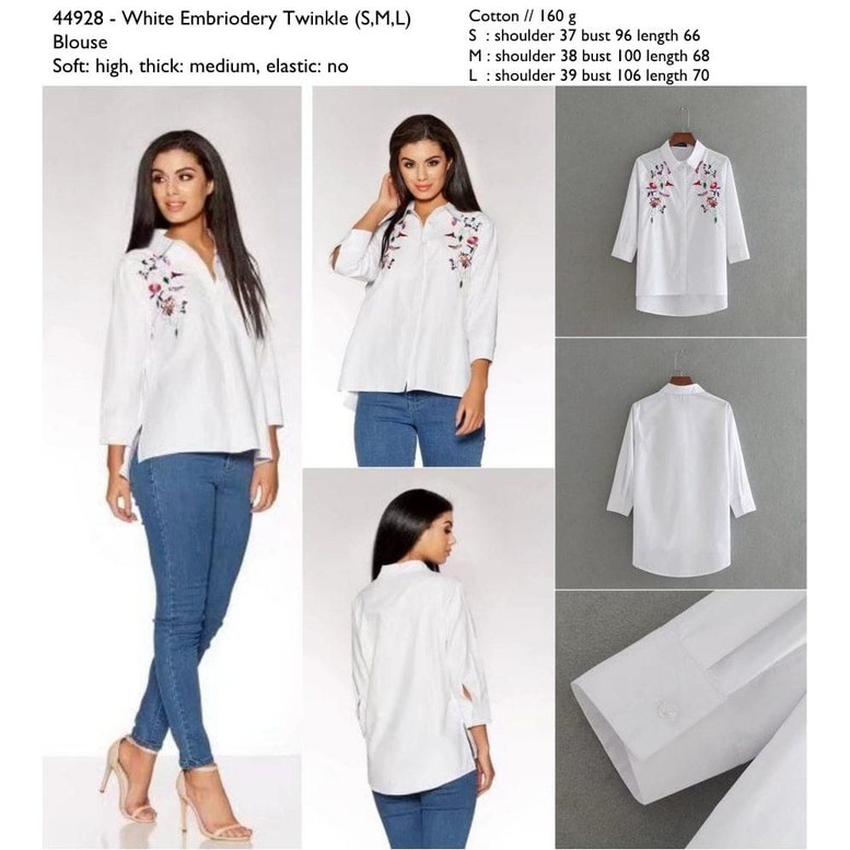 White Embriodery Twinkle (S,M,L) - Blouse n4928 import