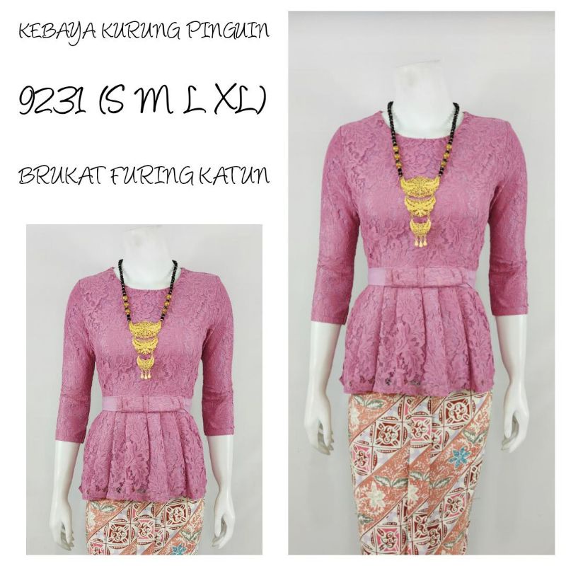 Indah KEBAYA BRUKAT KURUNG PINGUIN MODERN LENGAN 7/8 Furing Katun KEBAYA WISUDA KEBAYA KATUN KEBAYA AKAD S M L XL 9231-Lilac