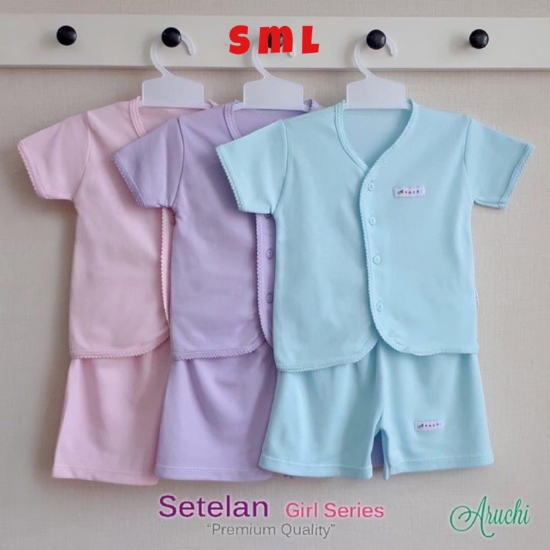 Aruchi POLOS S M L XL XXL (1stel) Setelan Baju Pendek Baju Kancing Depan / Oblong Bayi Anak