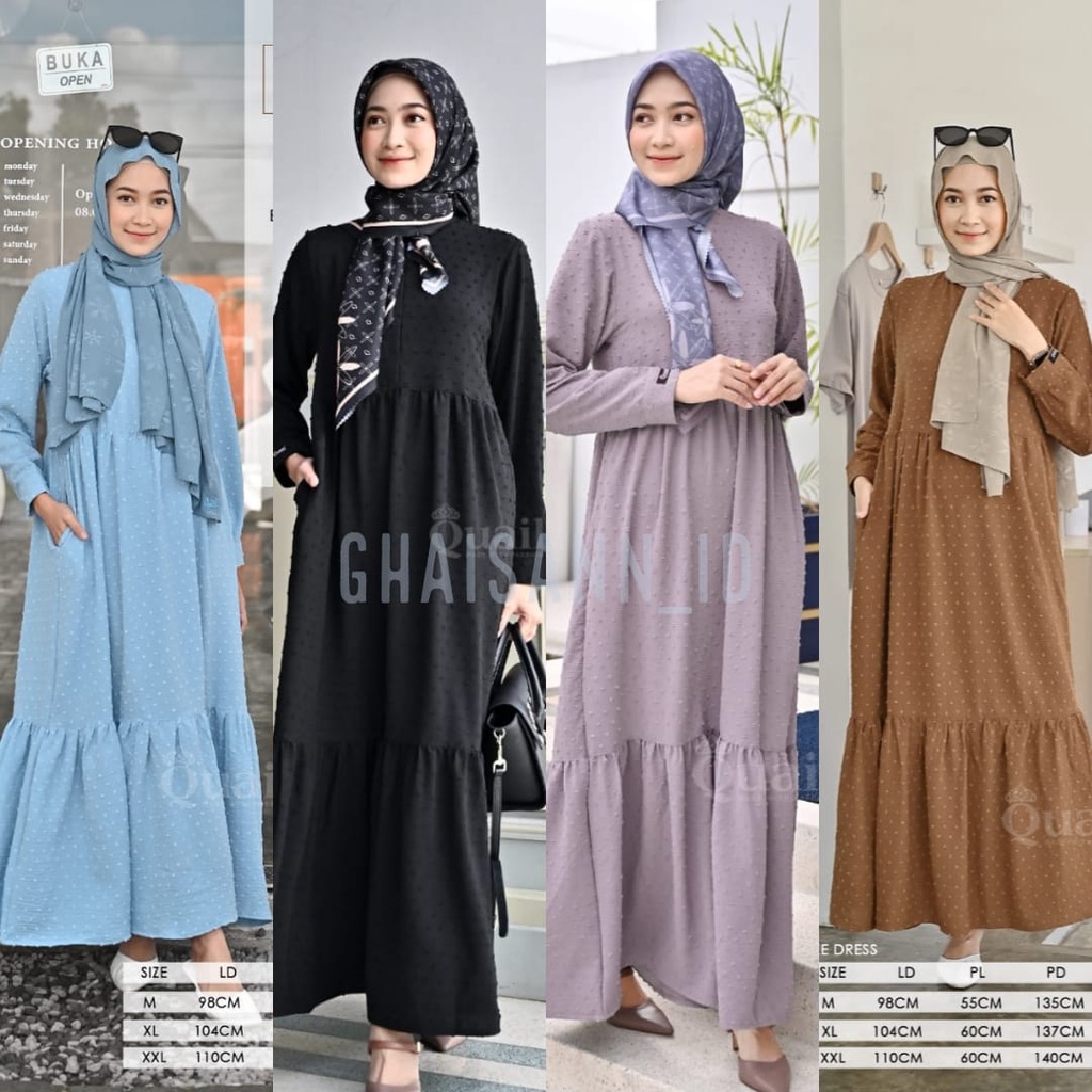 Terbaru 2022 Syafia Dress Muslim Dewasa Gamis Busui Wudhu Friendly Saku Samping Original By Quail Uk
