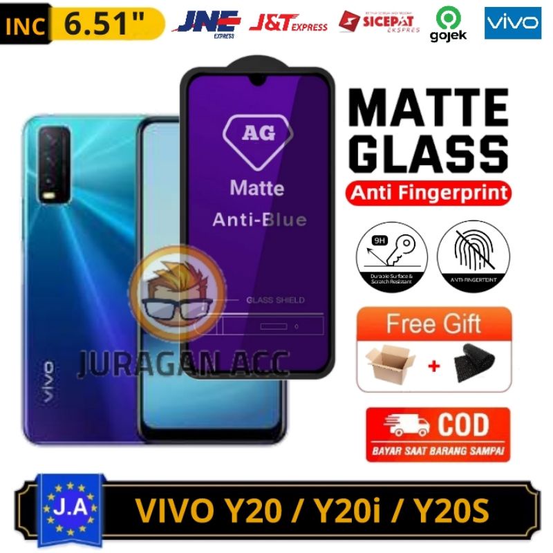 Tempered Glass Full Anti Minyak Blue Matte Vivo Y20 / Y20i / Y20S TG Anti Radiasi Vivo Y20 Y20i Y20S