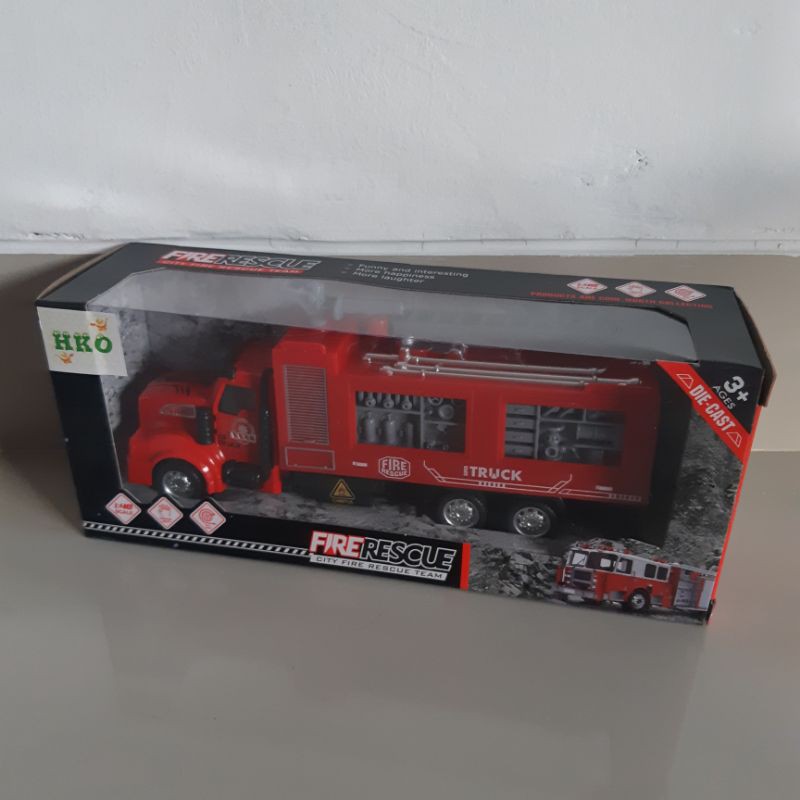 Diecast Truck Pemadam Kebakaran Alloy Mainan Miniatur Mobil Truk Fire