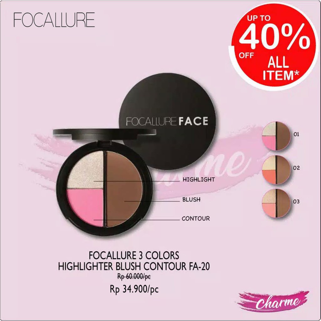 (READY &amp; ORI!) FOCALLURE 3 In 1 Highlighter Blush Contour FA20 FA 20 Trio Bronzer