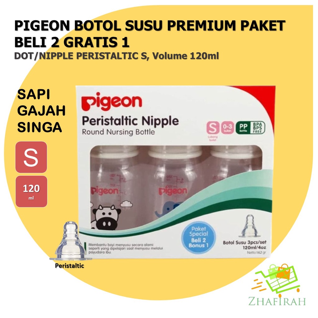 Botol Susu PIGEON 120ml Nipple Peristaltic S / PIGEON Botol SUSU 120ml Nipple Peristaltic S newborn