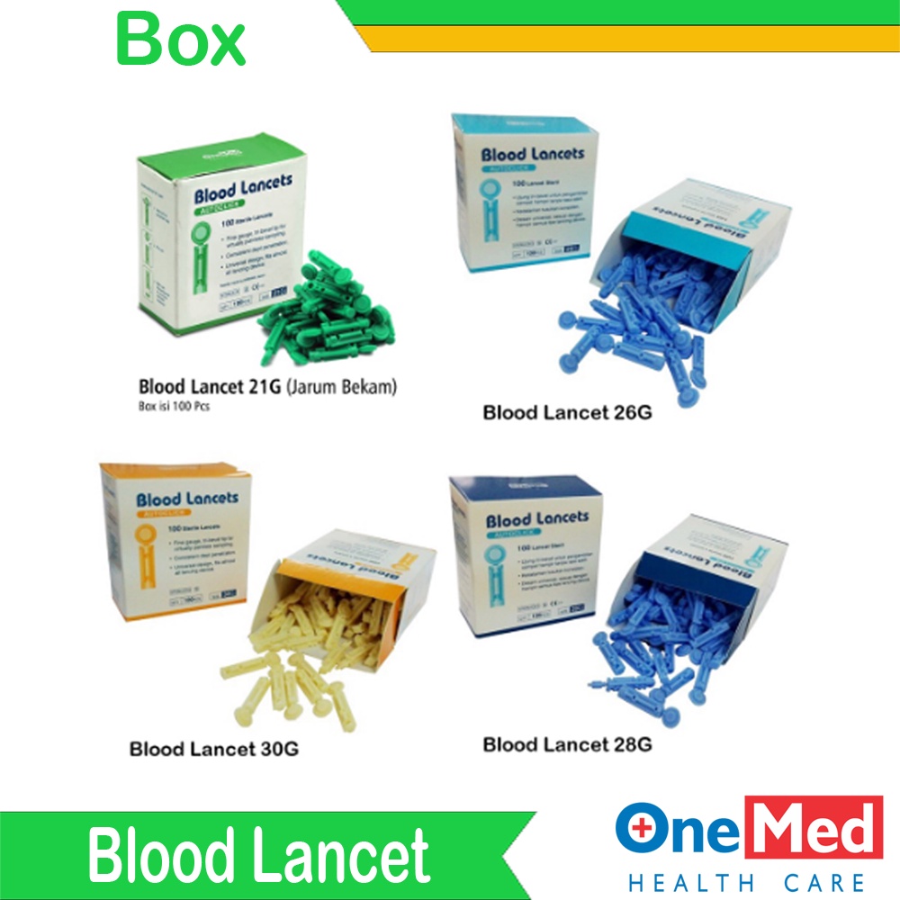 Jual Termurah Blood Lancet 21G, 26G, 28G Dan 30G Onemed Isi 100Pcs