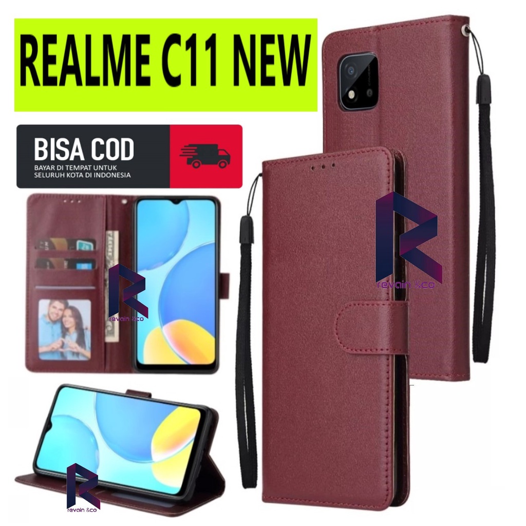 NEW REALME C11 2021 CASING DOMPET FLIP WALLET LEATHER KULIT PREMIUM SARUNG BUKA TUTUP FLIP CASE REALME C11 2021