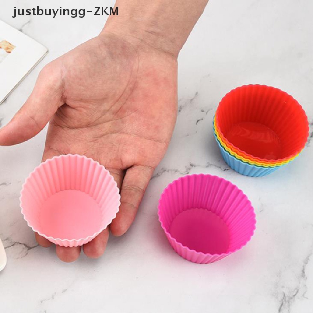 7pcs / Set Cetakan Kue Muffin Cupcake Bahan Silikon Untuk Dekorasi