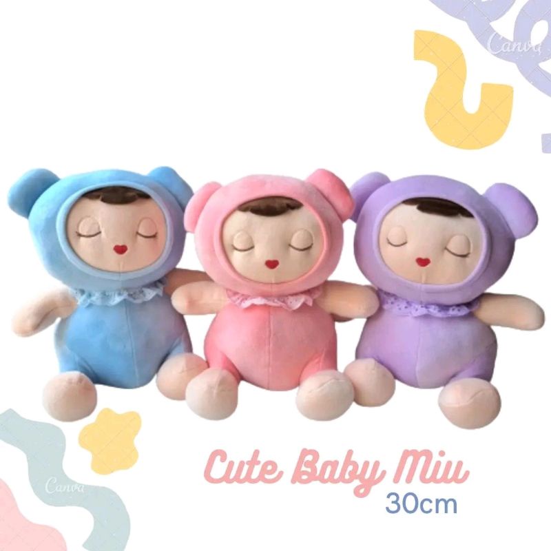 BONEKA CUTE BABY MIU PASTEL COLORS 30 CM