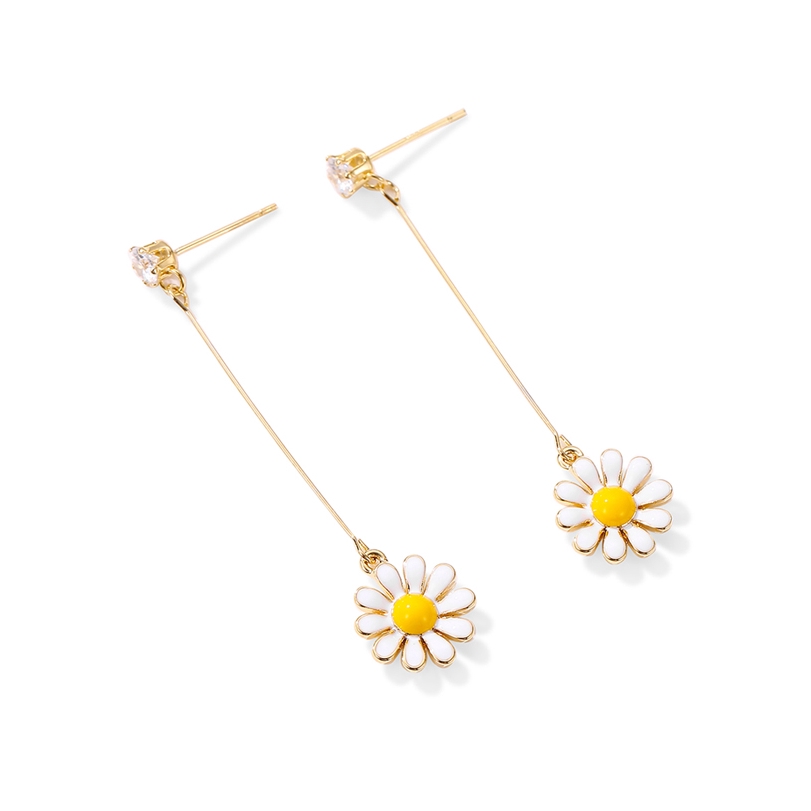 Anting Bunga Daisy Anting Panjang Wanita Ear Nail Earring