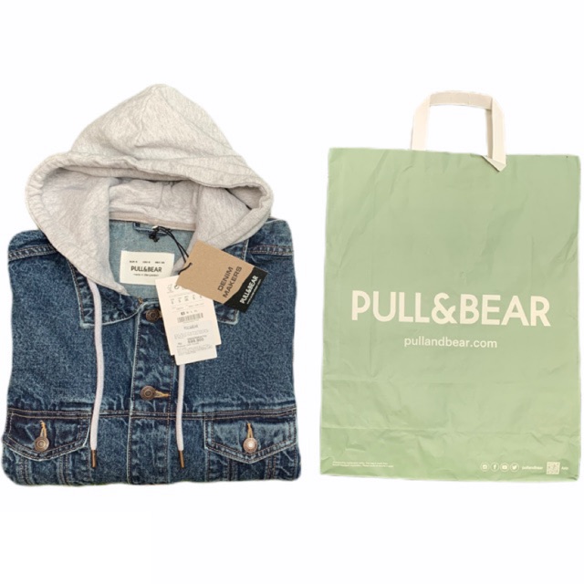 JACKET JAKET DENIM JEANS HOODIE  OVERSIZE PULL AND BEAR P 