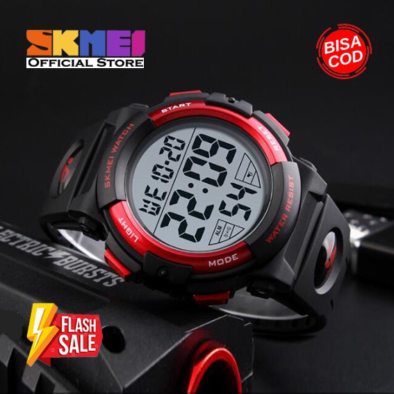 100% ORIGINAL SKMEI Digital Men Watch Jam Tangan Pria Anti Air 50m Karet PU Strap Flash Sale Murah