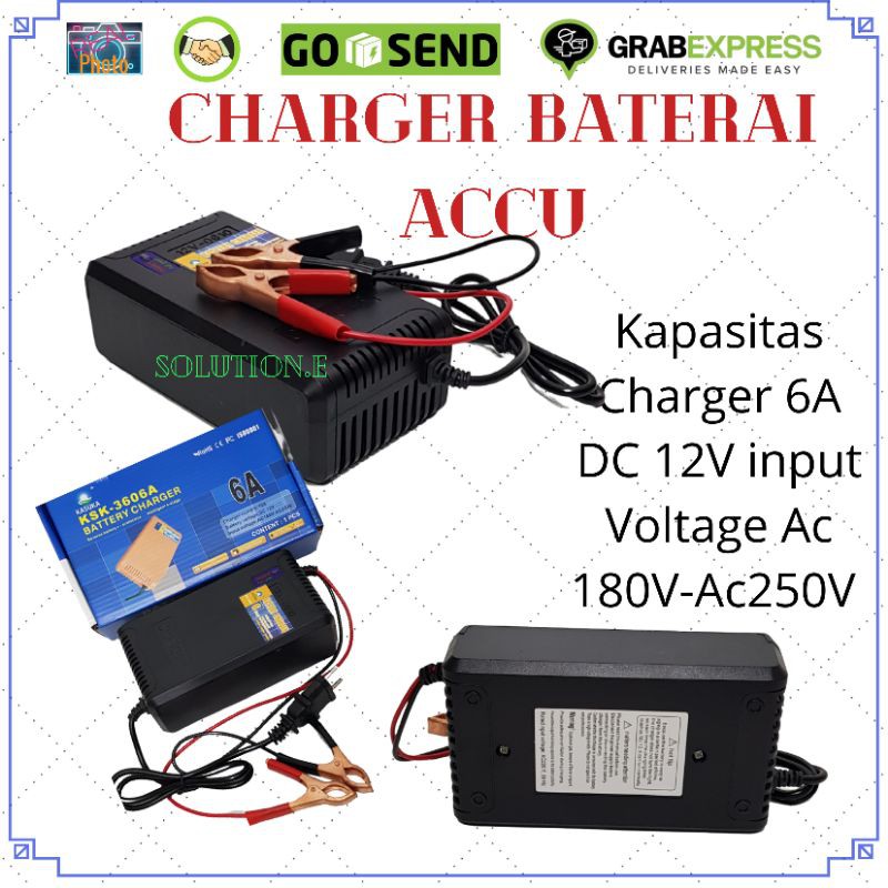 Cas Baterai Aki Motor dan Mobil Kasuka Charger Accu 6A12V /20A Untuk Motor Dan Mobil