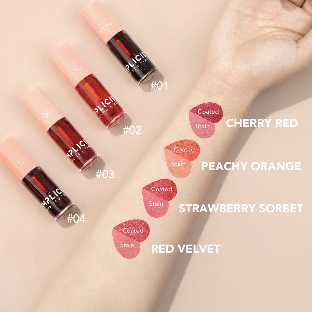 YOU Simplicity Love You Tint 6gr | Liptint Lipstick Make Up Cosmetics Tahan Lama, Quick Dry &amp; Tidak Lengket