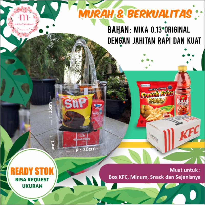 

Tas Mika PVC Polos /Tas Bingkisan Maulid Transparan Ready stok