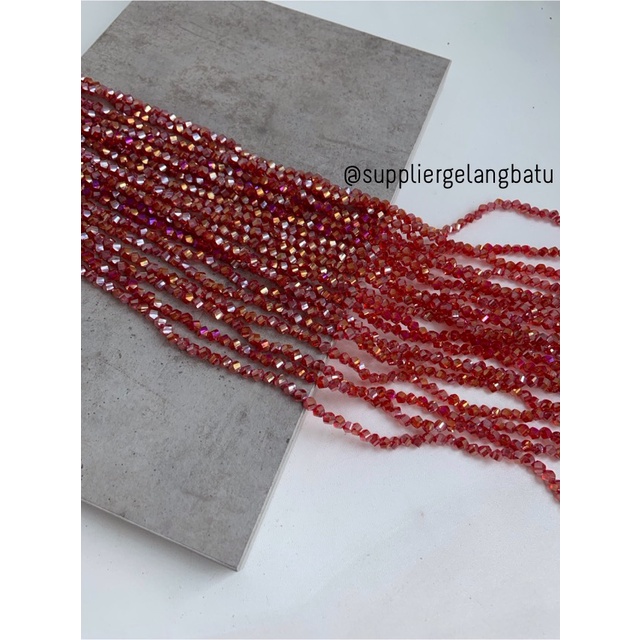 ceko faceted hexagon 6mm RED quartz metallic MERAH kuarsa metalik