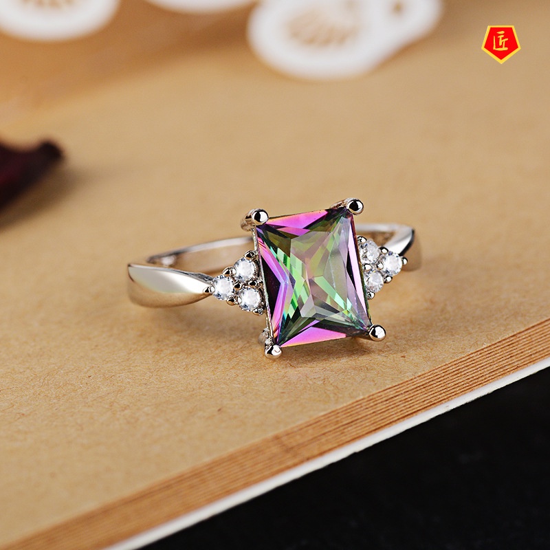 [Ready Stock]Creative Personality Inlaid Colored Gem Ring