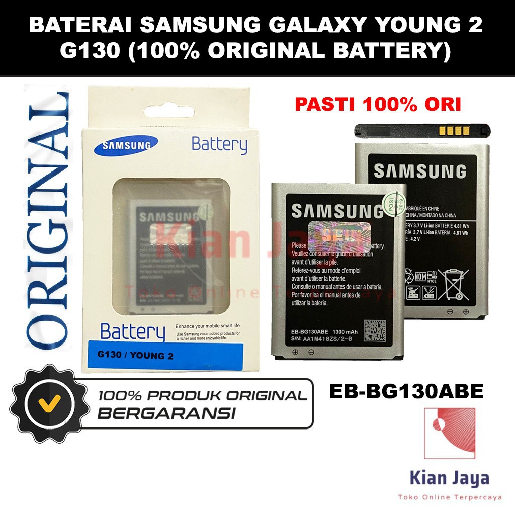 [Garansi 100% Ori] Baterai Samsung Galaxy Young 2 / G130 / EB-BG130ABE Batre Batrai Battery Hp Original