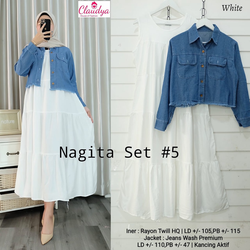 NAGITA SET JACKET JEANS WITH MAXI DRESS ORIGINAL KAYLA