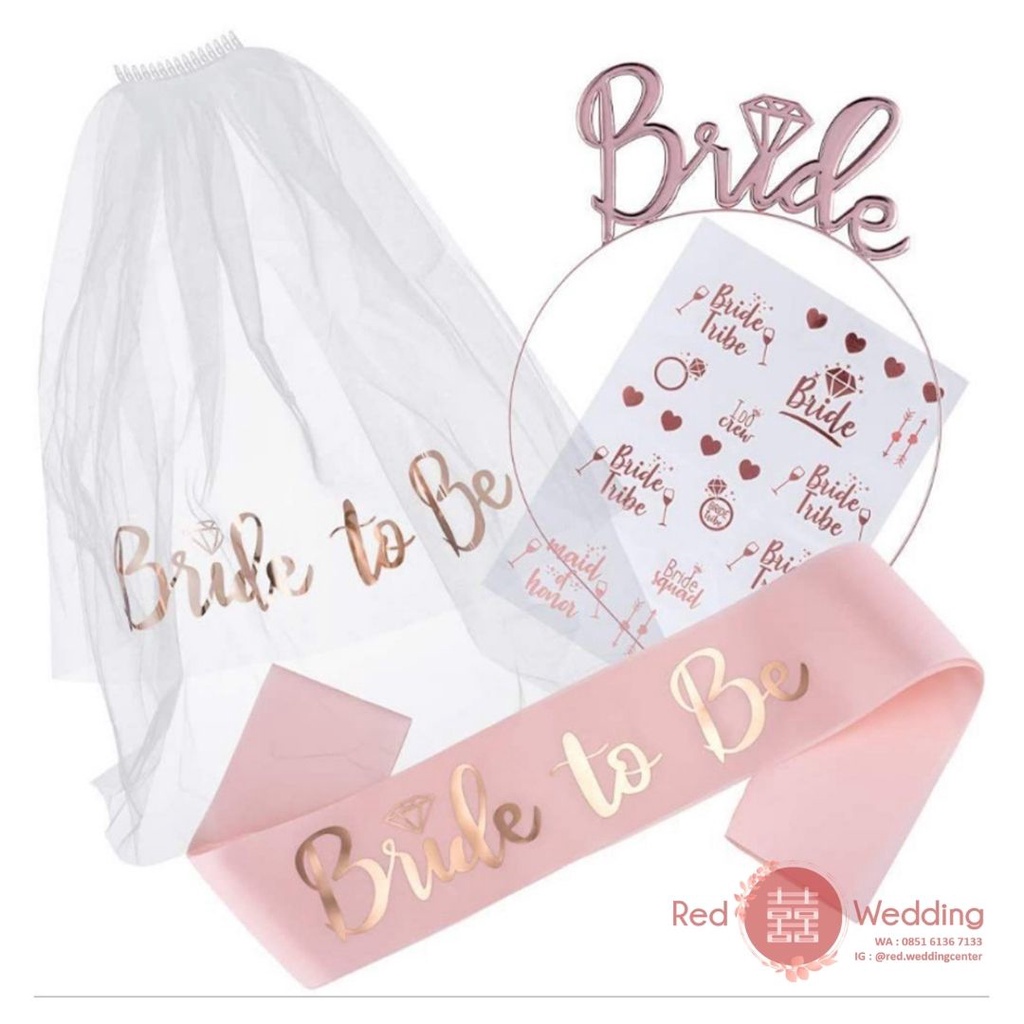 Paket BRIDAL SHOWER 4PCS SET Lengkap Kualitas Premium Bride To Be / TEAM BRIDE