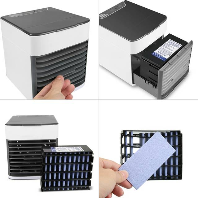 APCTLC Kipas Cooler USB Mini Air Conditioner with 7 Color LED Light - K-F009 - Black