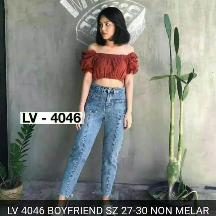 Celana Jeans Boyfriend Wanita LV 4046 BF Saku Depan