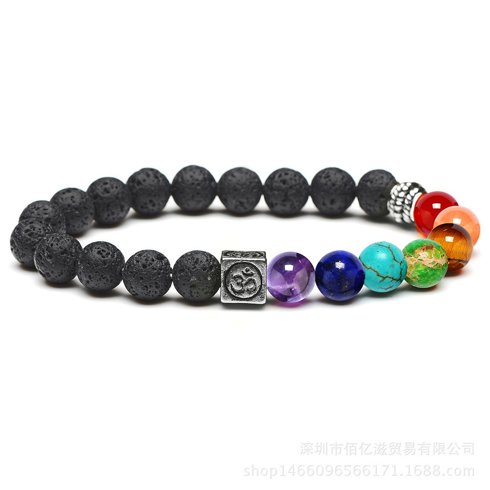 Gelang Batu Alam Energi 7 Manik-Manik Chakra Style Ohm