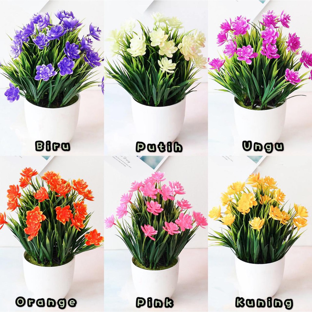 NM614 Bunga plastik / pajangan bunga Artificial / motif Rose  Vas Bulat-1