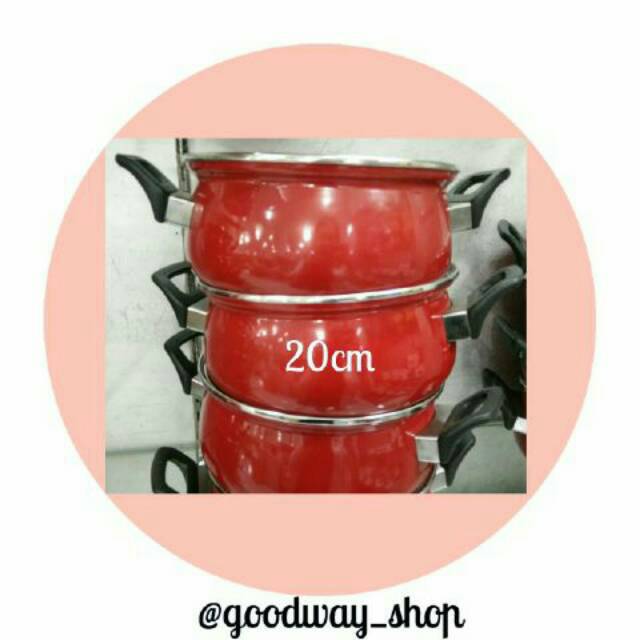 Panci enamel diameter 20 cm motif polos