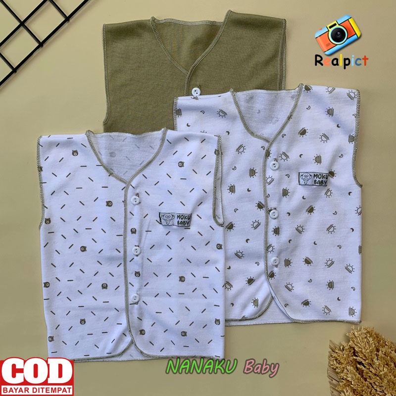 3 PCS Baju Newborn Bayi Baru Lahir Baju Lengan Kutung Usia 0-3 bulan Seri Army - Anababy