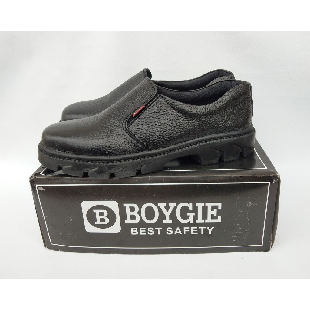 SEPATU SAFETY KULIT BOYGIE 065 SLIP ON/SEPATU PROYEK/SEPATU SAFETY TAHAN MINYAK DAN PANAS