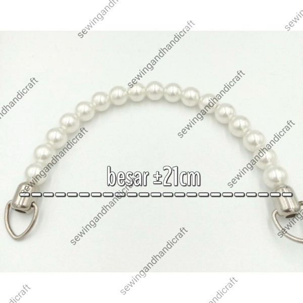 Gagang Tas Besar/Pegangan/Handle Mutiara Warna Putih