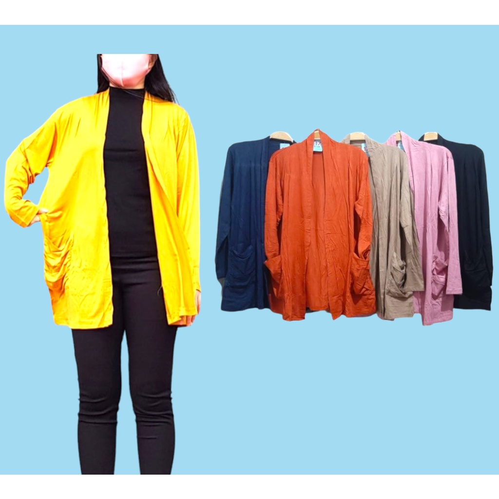 Cardigan Wanita Jumbo Import Premium Lengan Panjang Bahan Adem Dan Lembut/Kardigan Polos Basic