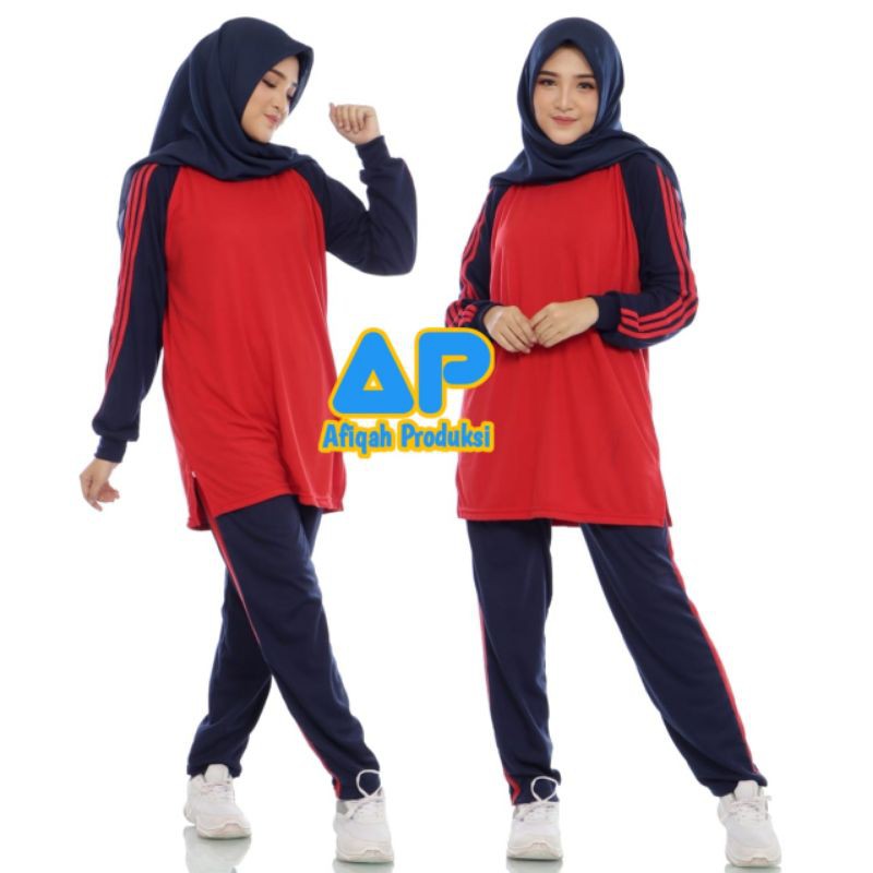 Setelan Olahraga Wanita Model Tunik Muslim PE 04/STELAN SENAM/BAJU GURU