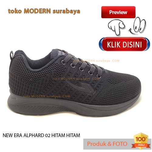 Sepatu anak sekolah casual sneakers tali NEW ERA ALPHARD 02 HITAM HTM