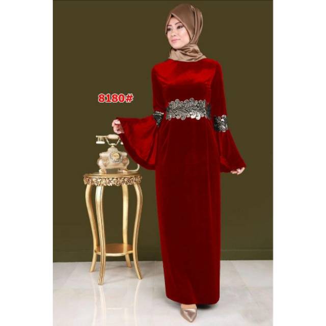 8180# maxi dress fashion / gau panjang import bludru / dress muslim import fashion / dress modist so
