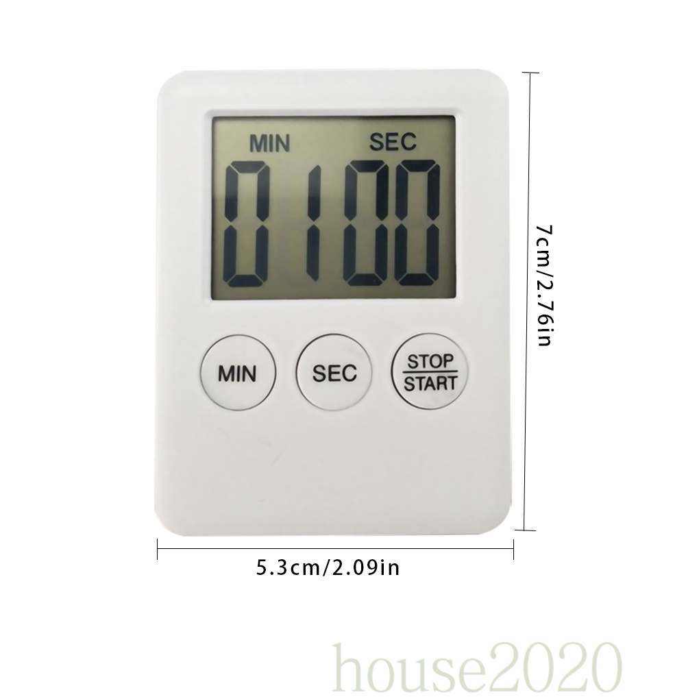 [HOUSE2020]Digital Cooking Timer LCD Display Baking Countdown Alarm Button Operation Kitchen Timer, White