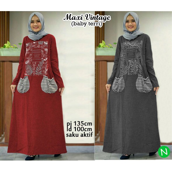 Long dress muslim 57283 maxi vintage / maxi dress / dress muslim / baju muslim wanita murah