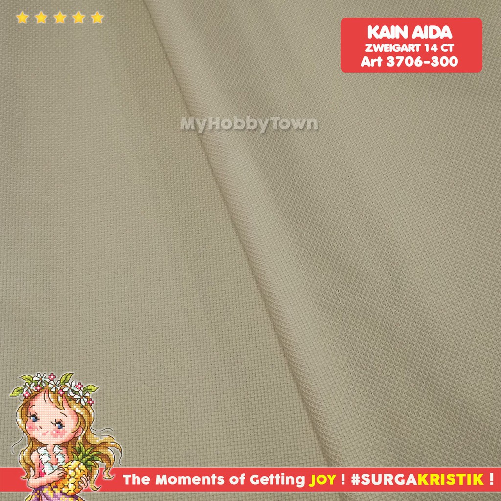 Kain Sulam Kristik Strimin Stern Aida 14ct Zweigart Art 3706 - 300 Brown Coklat Cokelat