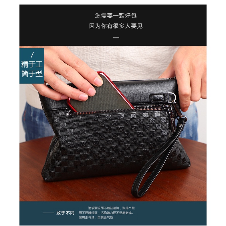 [Original] Junzidaishu Tas Dompet Clutch Kulit Damier Pria dan Wanita Import